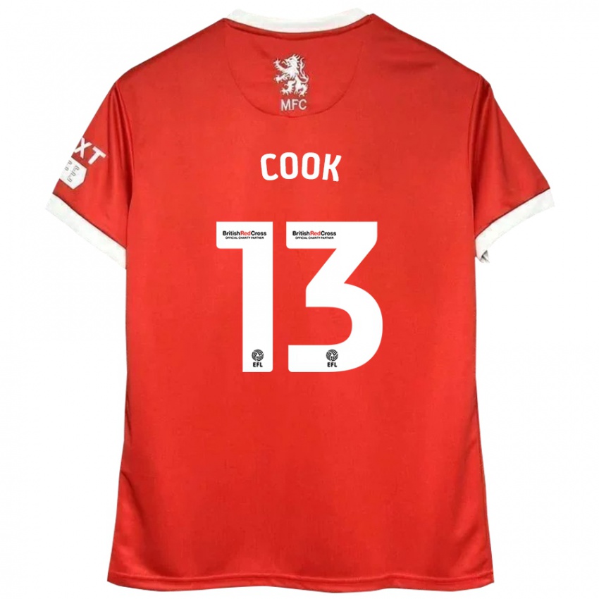 Gyermek Ruby Cook #13 Piros Fehér Hazai Jersey 2024/25 Mez Póló Ing