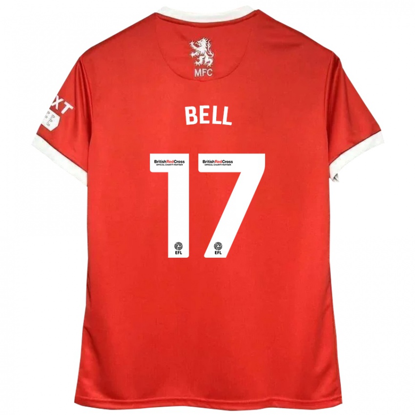 Gyermek Millie Bell #17 Piros Fehér Hazai Jersey 2024/25 Mez Póló Ing