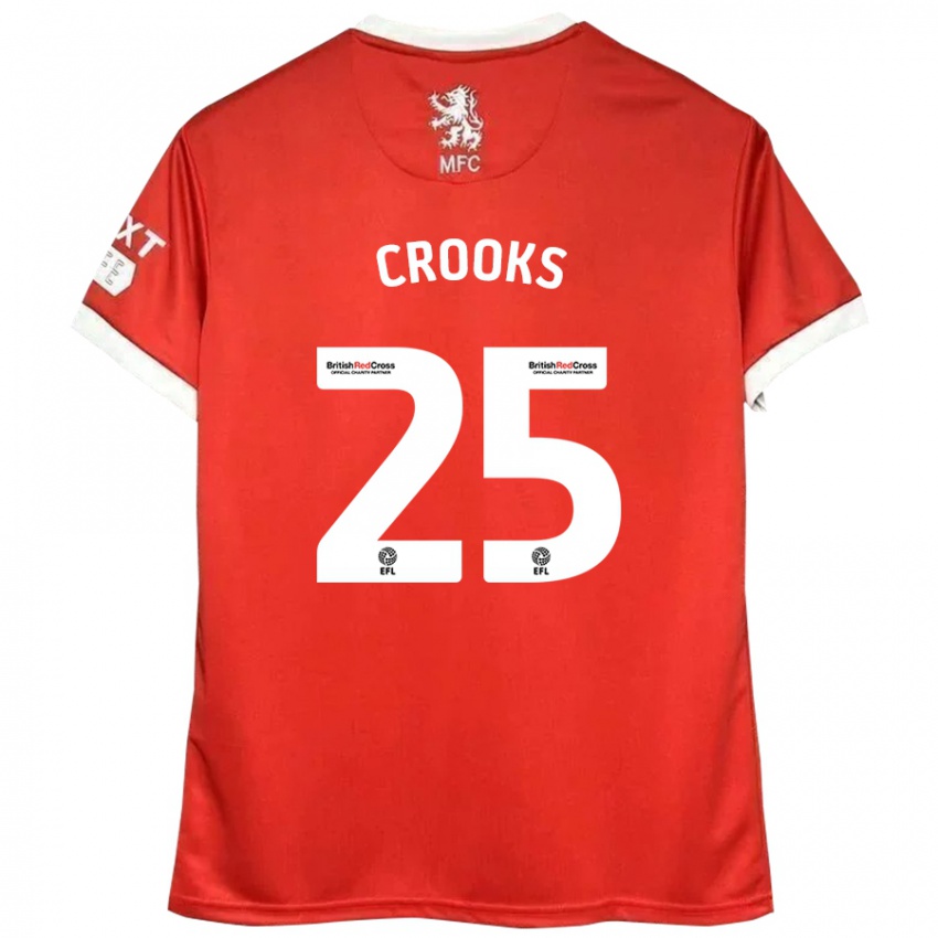 Gyermek Matt Crooks #25 Piros Fehér Hazai Jersey 2024/25 Mez Póló Ing