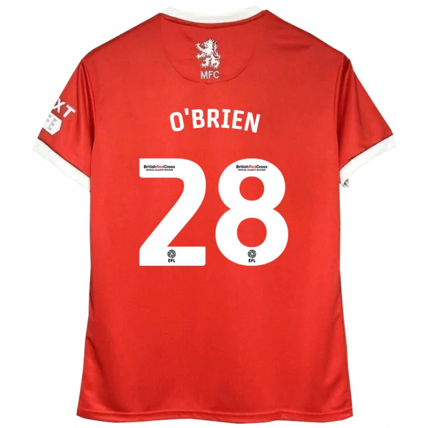 Gyermek Lewis O'brien #28 Piros Fehér Hazai Jersey 2024/25 Mez Póló Ing