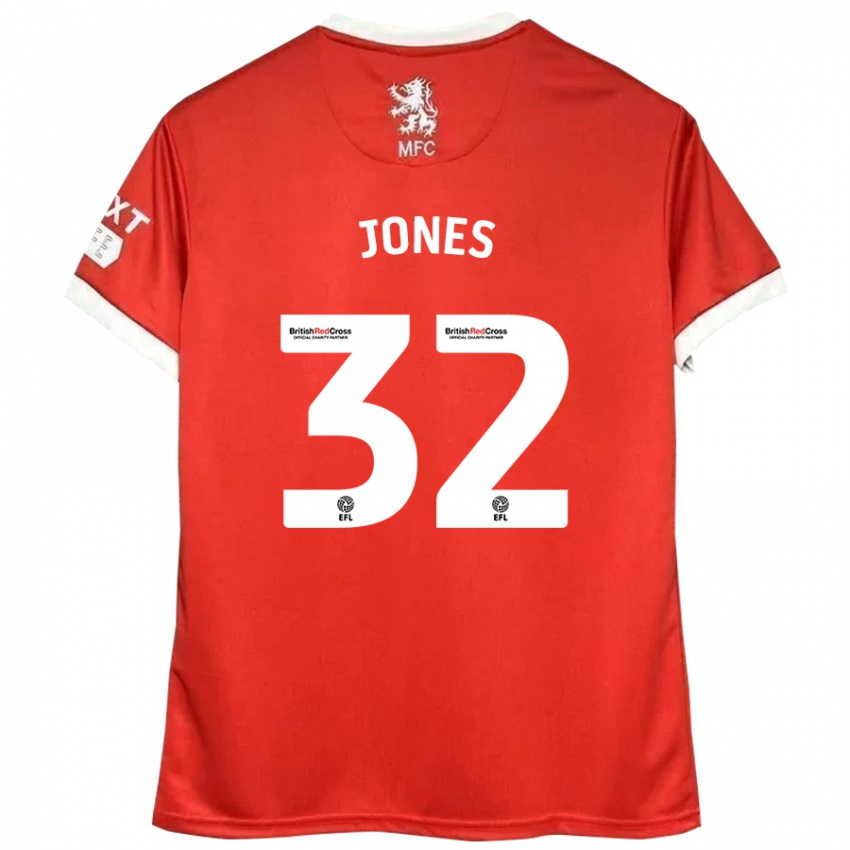 Gyermek Jamie Jones #32 Piros Fehér Hazai Jersey 2024/25 Mez Póló Ing