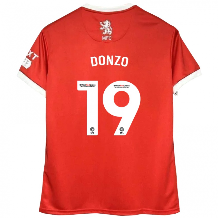 Gyermek Jolie Donzo #19 Piros Fehér Hazai Jersey 2024/25 Mez Póló Ing