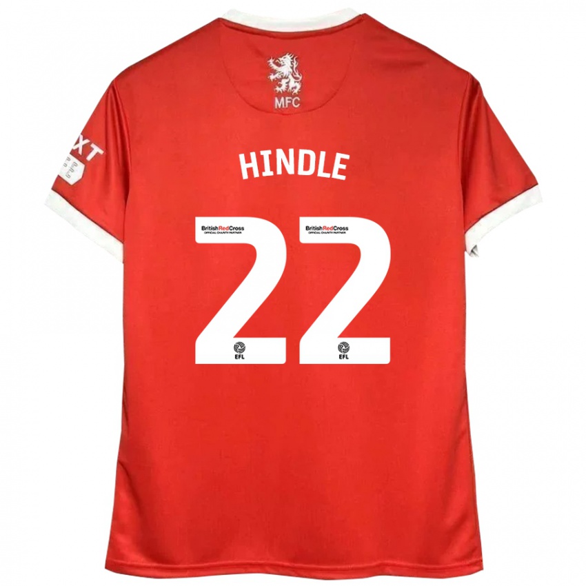 Gyermek Rachel Hindle #22 Piros Fehér Hazai Jersey 2024/25 Mez Póló Ing