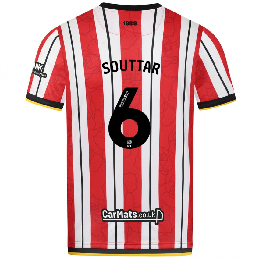 Gyermek Harry Souttar #6 Piros Fehér Csíkok Hazai Jersey 2024/25 Mez Póló Ing