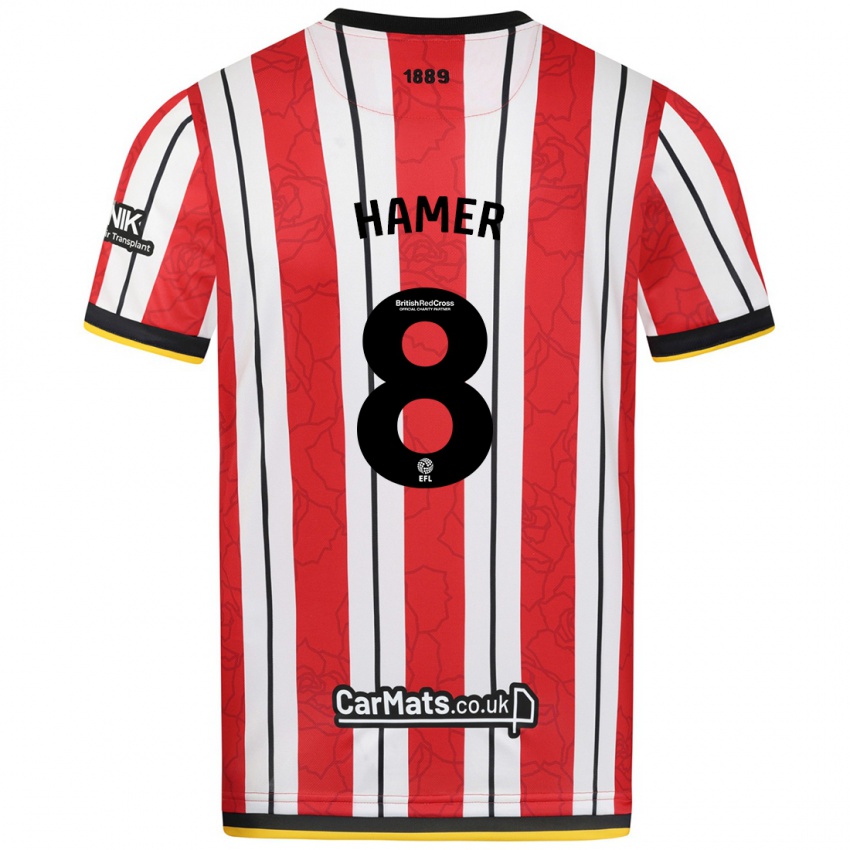 Gyermek Gustavo Hamer #8 Piros Fehér Csíkok Hazai Jersey 2024/25 Mez Póló Ing