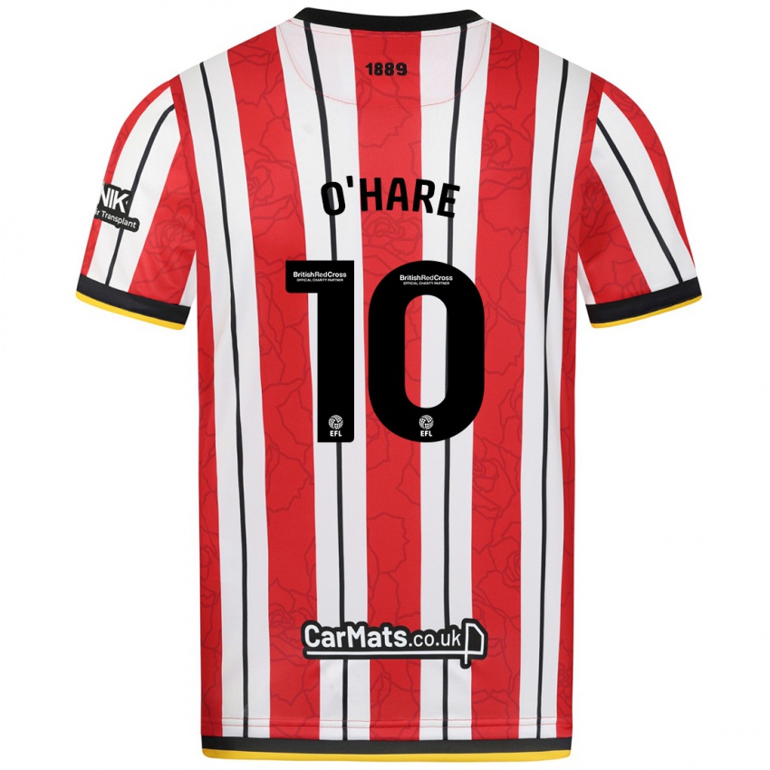 Gyermek Callum O'hare #10 Piros Fehér Csíkok Hazai Jersey 2024/25 Mez Póló Ing