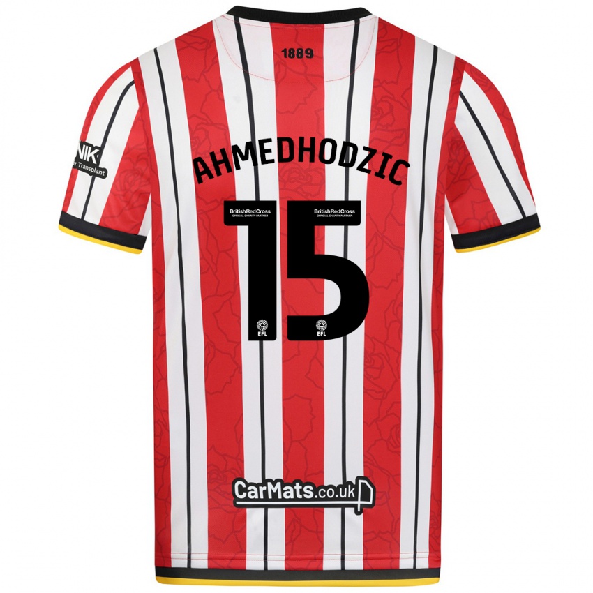 Gyermek Anel Ahmedhodzic #15 Piros Fehér Csíkok Hazai Jersey 2024/25 Mez Póló Ing