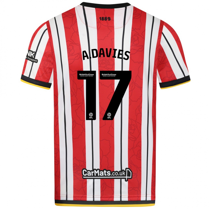 Gyermek Adam Davies #17 Piros Fehér Csíkok Hazai Jersey 2024/25 Mez Póló Ing