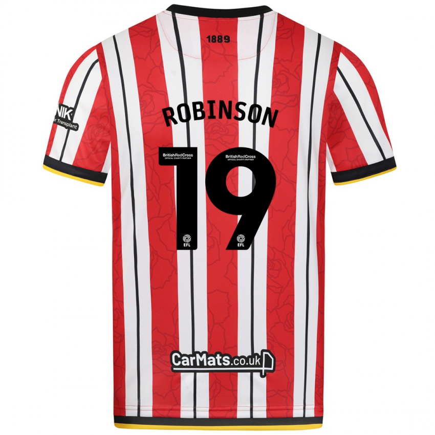 Gyermek Jack Robinson #19 Piros Fehér Csíkok Hazai Jersey 2024/25 Mez Póló Ing