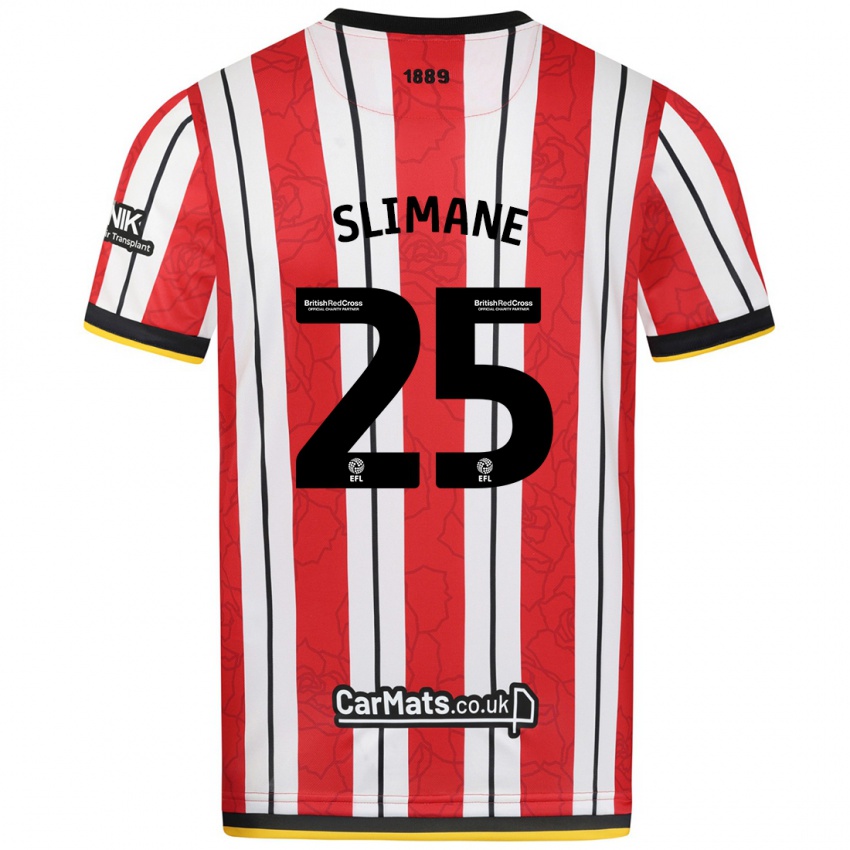 Gyermek Anis Slimane #25 Piros Fehér Csíkok Hazai Jersey 2024/25 Mez Póló Ing