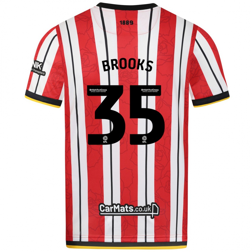 Gyermek Andre Brooks #35 Piros Fehér Csíkok Hazai Jersey 2024/25 Mez Póló Ing