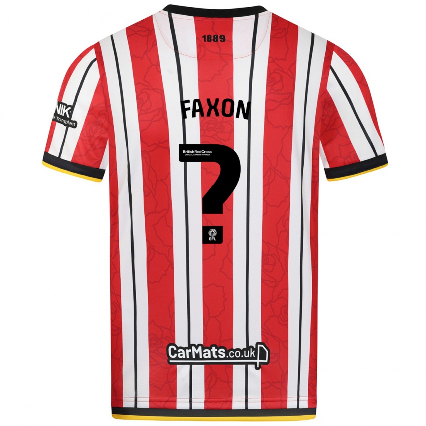 Gyermek Luke Faxon #0 Piros Fehér Csíkok Hazai Jersey 2024/25 Mez Póló Ing