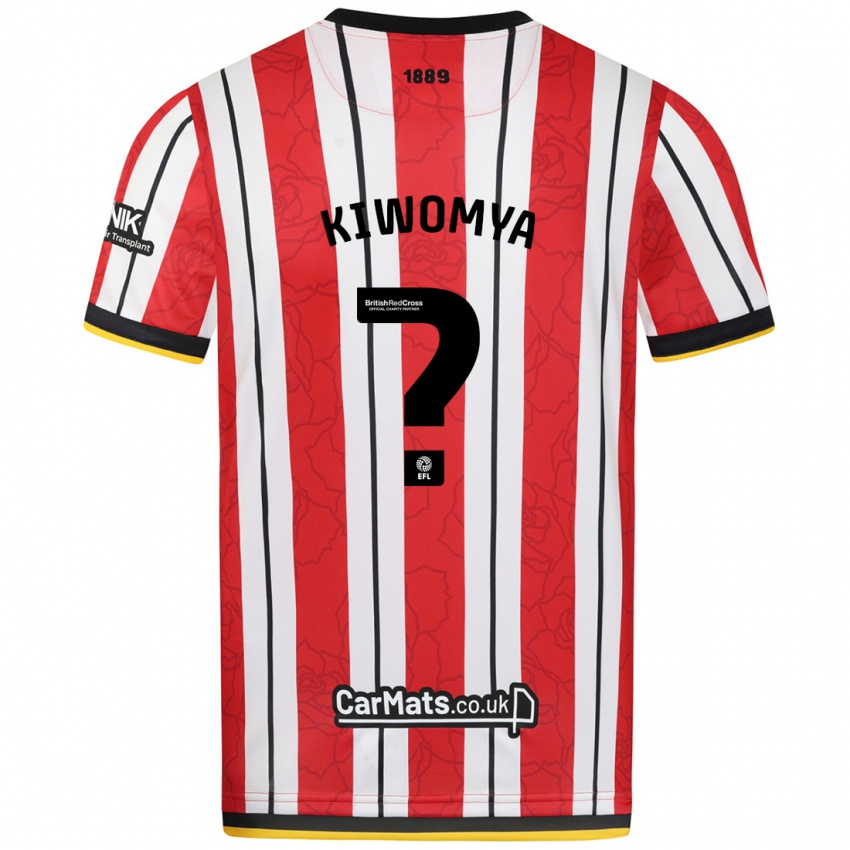 Gyermek Noah Kiwomya #0 Piros Fehér Csíkok Hazai Jersey 2024/25 Mez Póló Ing