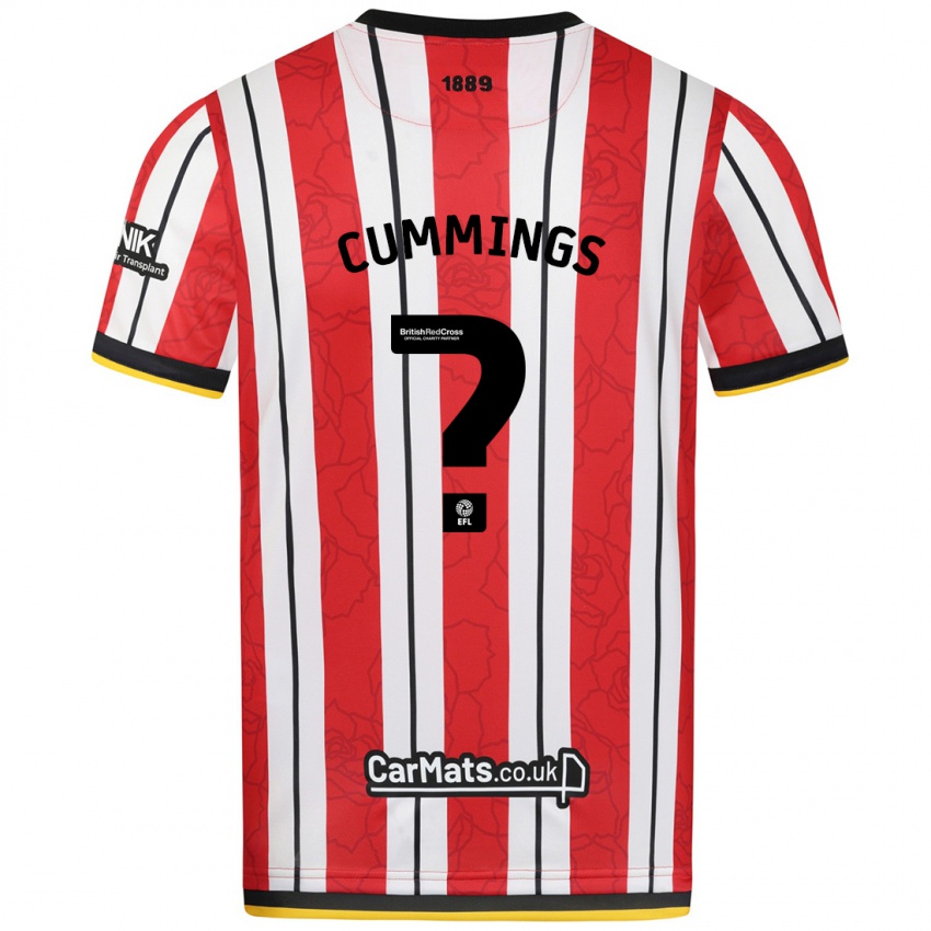 Gyermek Ethan Cummings #0 Piros Fehér Csíkok Hazai Jersey 2024/25 Mez Póló Ing