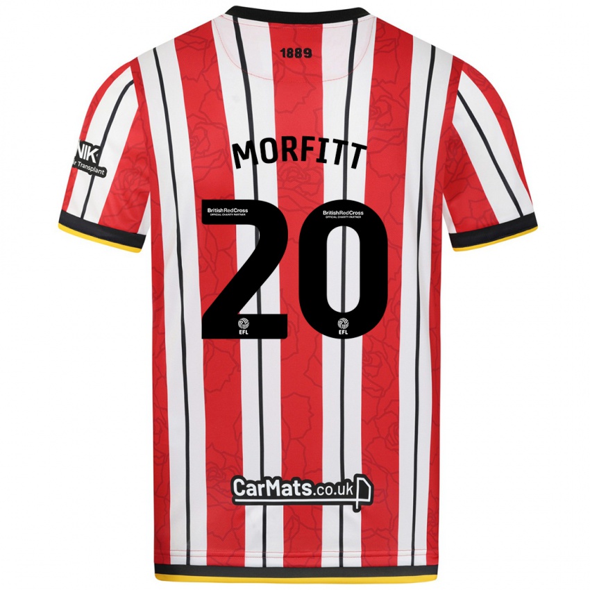 Gyermek Izzy Morfitt #20 Piros Fehér Csíkok Hazai Jersey 2024/25 Mez Póló Ing