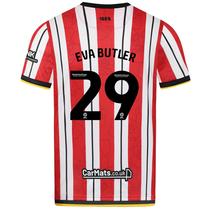 Gyermek Eva Butler #29 Piros Fehér Csíkok Hazai Jersey 2024/25 Mez Póló Ing