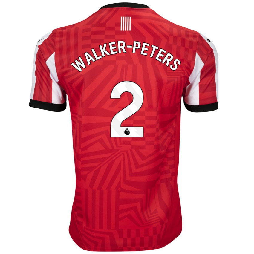 Gyermek Kyle Walker-Peters #2 Piros Fehér Hazai Jersey 2024/25 Mez Póló Ing