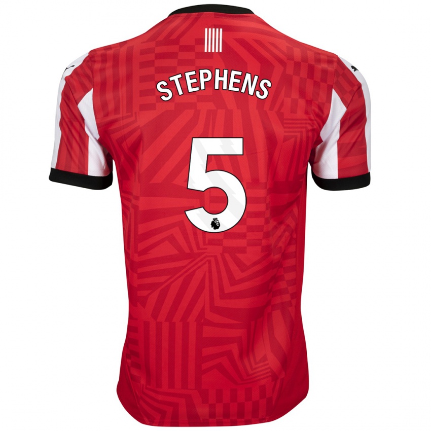 Gyermek Jack Stephens #5 Piros Fehér Hazai Jersey 2024/25 Mez Póló Ing