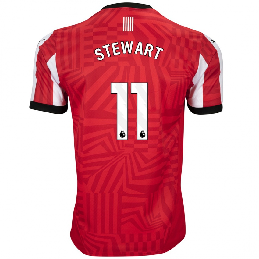 Gyermek Ross Stewart #11 Piros Fehér Hazai Jersey 2024/25 Mez Póló Ing