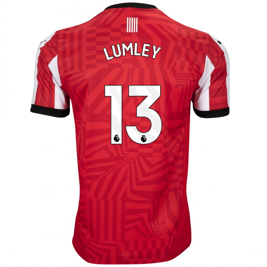 Gyermek Joe Lumley #13 Piros Fehér Hazai Jersey 2024/25 Mez Póló Ing