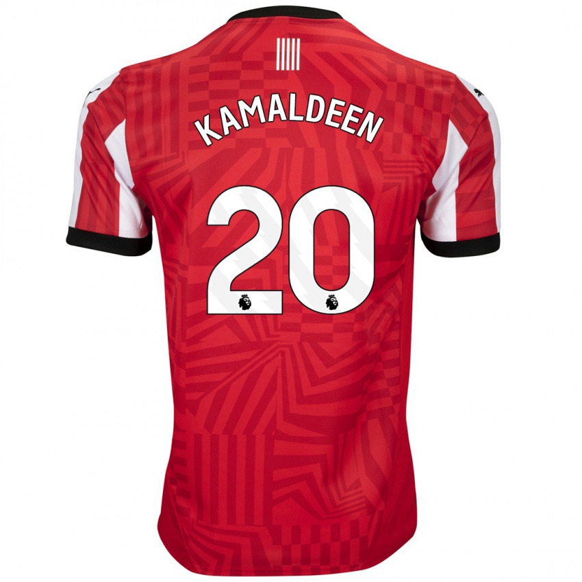 Gyermek Kamaldeen Sulemana #20 Piros Fehér Hazai Jersey 2024/25 Mez Póló Ing