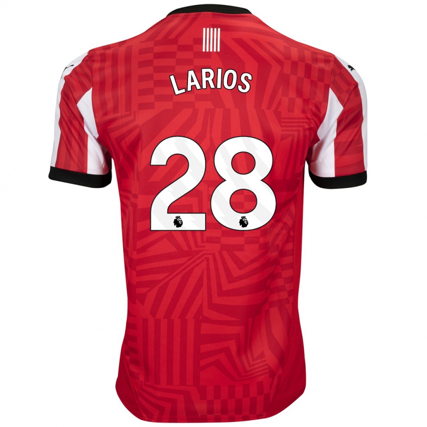 Gyermek Juan Larios #28 Piros Fehér Hazai Jersey 2024/25 Mez Póló Ing