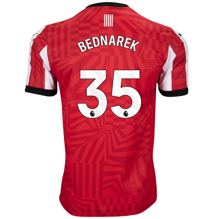 Gyermek Jan Bednarek #35 Piros Fehér Hazai Jersey 2024/25 Mez Póló Ing