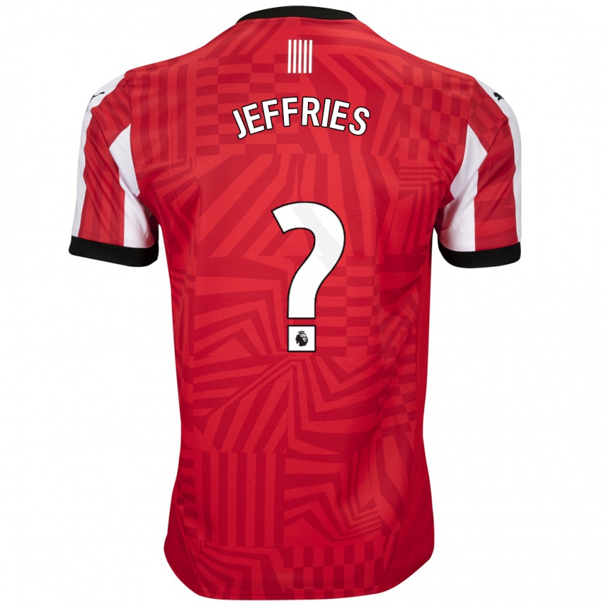 Gyermek Josh Jeffries #0 Piros Fehér Hazai Jersey 2024/25 Mez Póló Ing