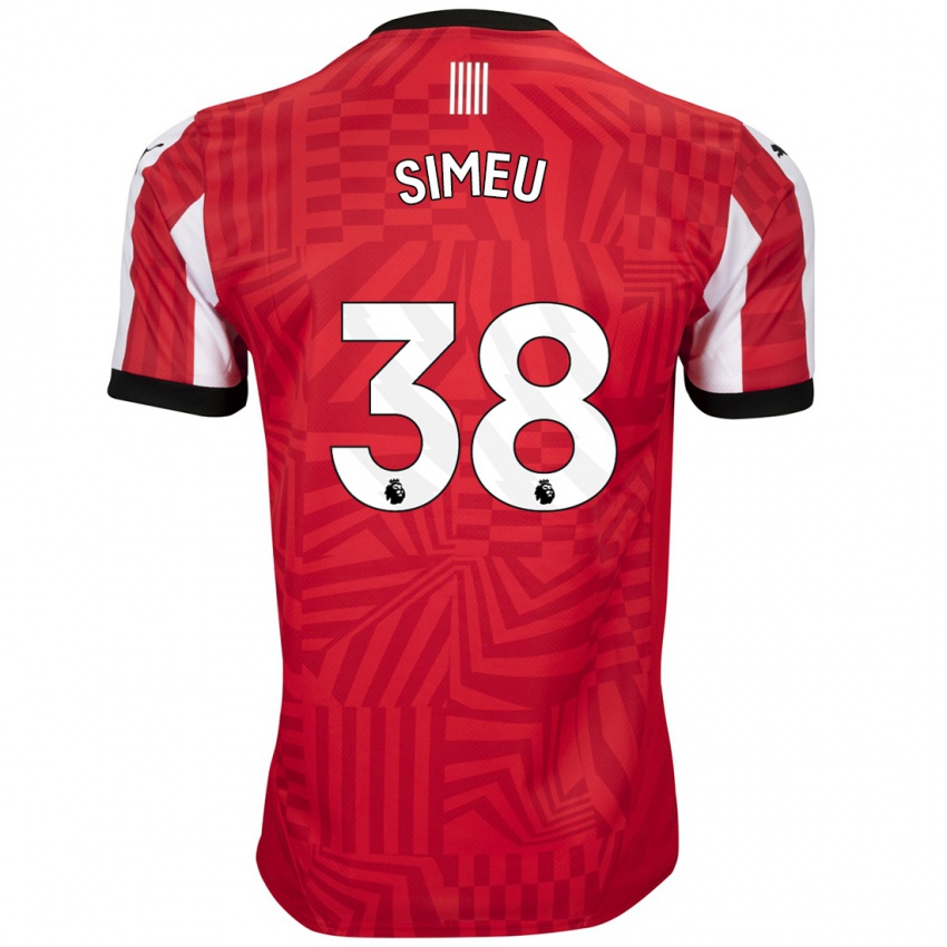 Gyermek Dynel Simeu #38 Piros Fehér Hazai Jersey 2024/25 Mez Póló Ing