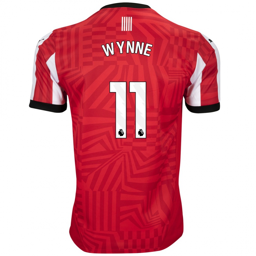 Gyermek Megan Wynne #11 Piros Fehér Hazai Jersey 2024/25 Mez Póló Ing