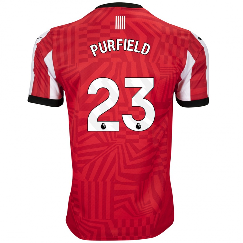 Gyermek Jemma Elizabeth Purfield #23 Piros Fehér Hazai Jersey 2024/25 Mez Póló Ing