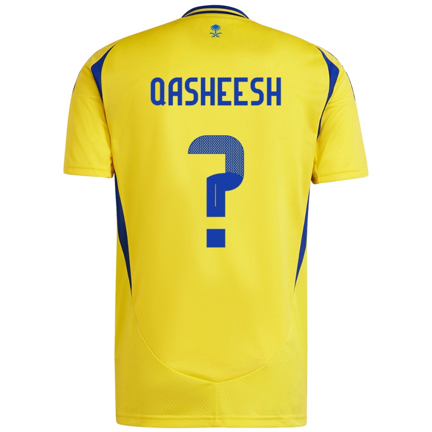 Gyermek Majed Qasheesh #0 Sárga Kék Hazai Jersey 2024/25 Mez Póló Ing