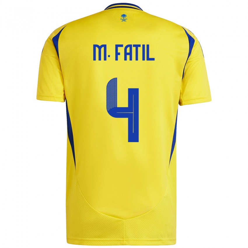 Gyermek Mohammed Al-Fatil #4 Sárga Kék Hazai Jersey 2024/25 Mez Póló Ing