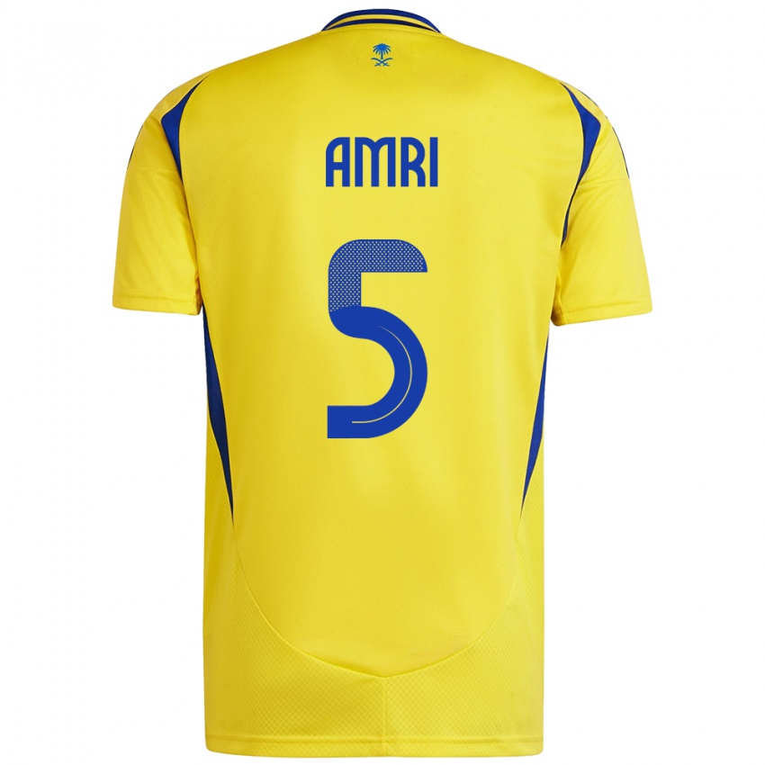 Gyermek Abdulelah Al-Amri #5 Sárga Kék Hazai Jersey 2024/25 Mez Póló Ing