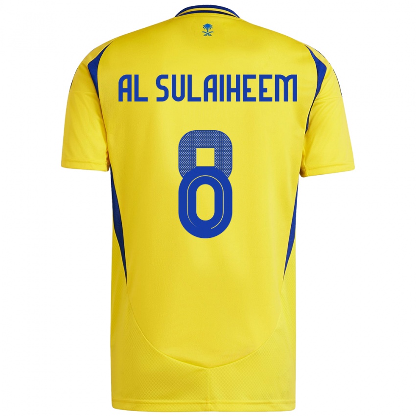 Gyermek Abdulmajeed Al-Sulaiheem #8 Sárga Kék Hazai Jersey 2024/25 Mez Póló Ing