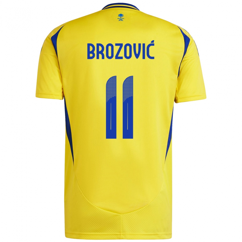 Gyermek Marcelo Brozovic #11 Sárga Kék Hazai Jersey 2024/25 Mez Póló Ing