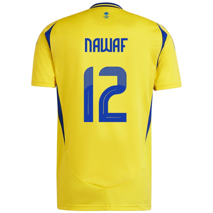 Gyermek Nawaf Al-Boushal #12 Sárga Kék Hazai Jersey 2024/25 Mez Póló Ing