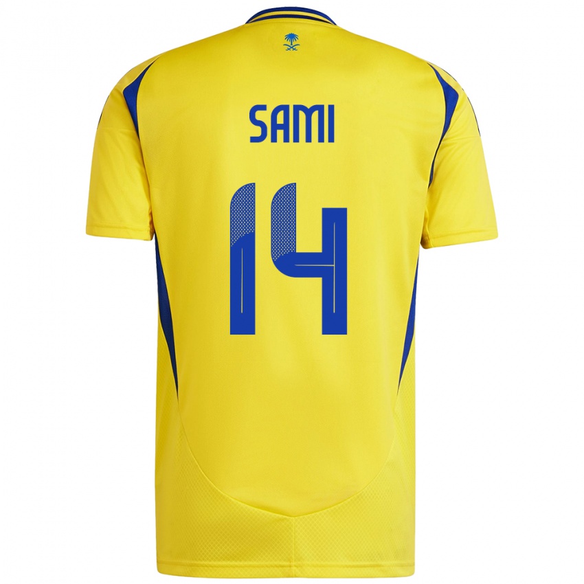 Gyermek Sami Al-Najei #14 Sárga Kék Hazai Jersey 2024/25 Mez Póló Ing