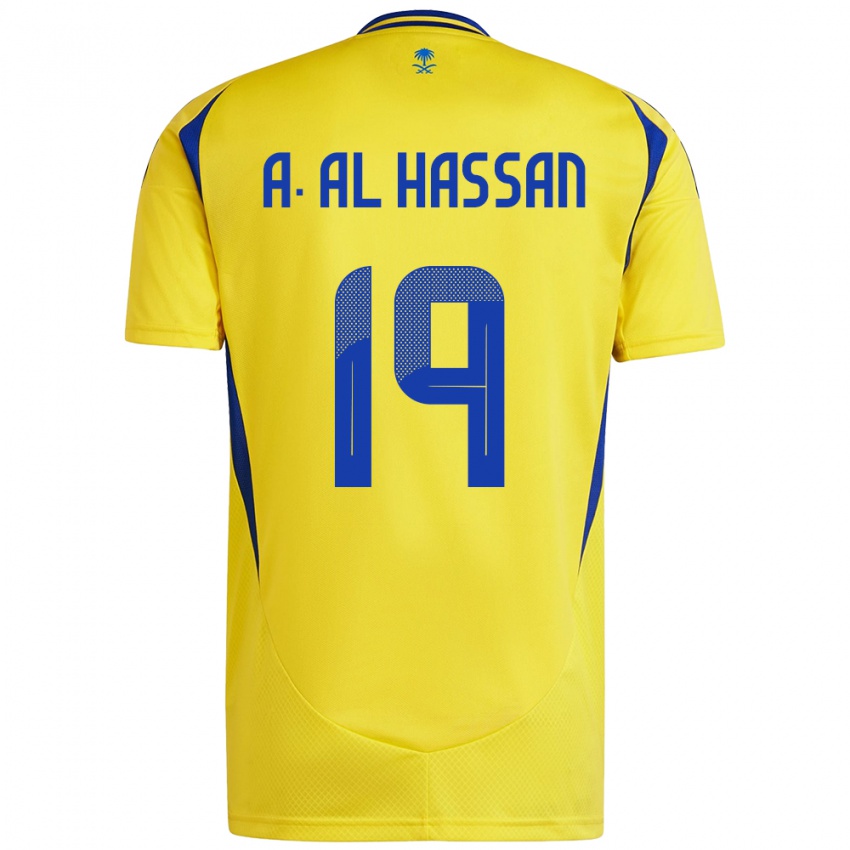 Gyermek Ali Al-Hassan #19 Sárga Kék Hazai Jersey 2024/25 Mez Póló Ing