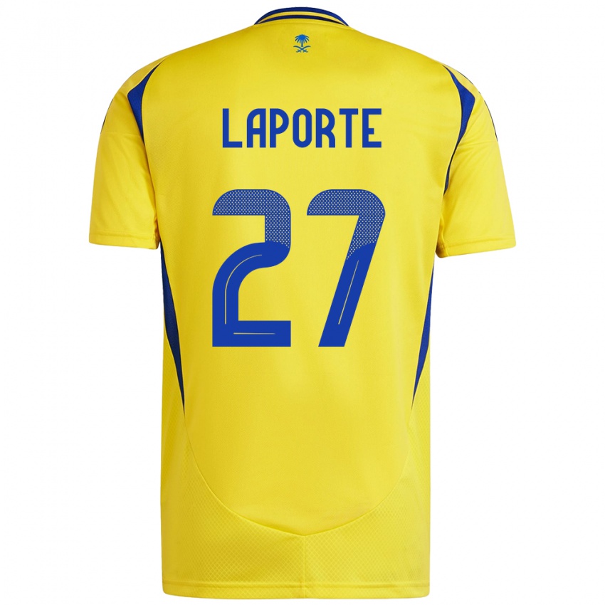 Gyermek Aymeric Laporte #27 Sárga Kék Hazai Jersey 2024/25 Mez Póló Ing