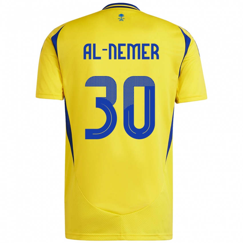 Gyermek Meshari Al-Nemer #30 Sárga Kék Hazai Jersey 2024/25 Mez Póló Ing