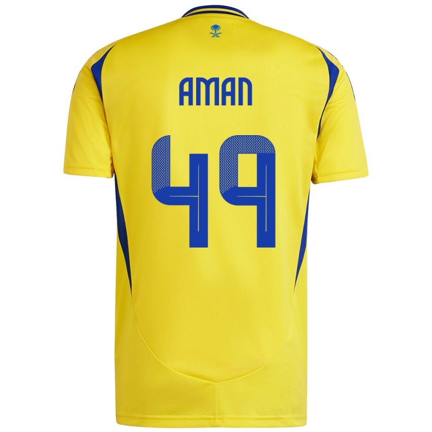 Gyermek Awad Aman #49 Sárga Kék Hazai Jersey 2024/25 Mez Póló Ing