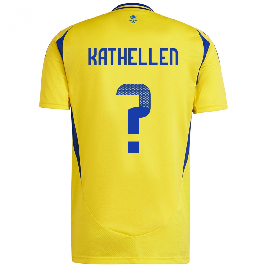 Gyermek Kathellen #0 Sárga Kék Hazai Jersey 2024/25 Mez Póló Ing