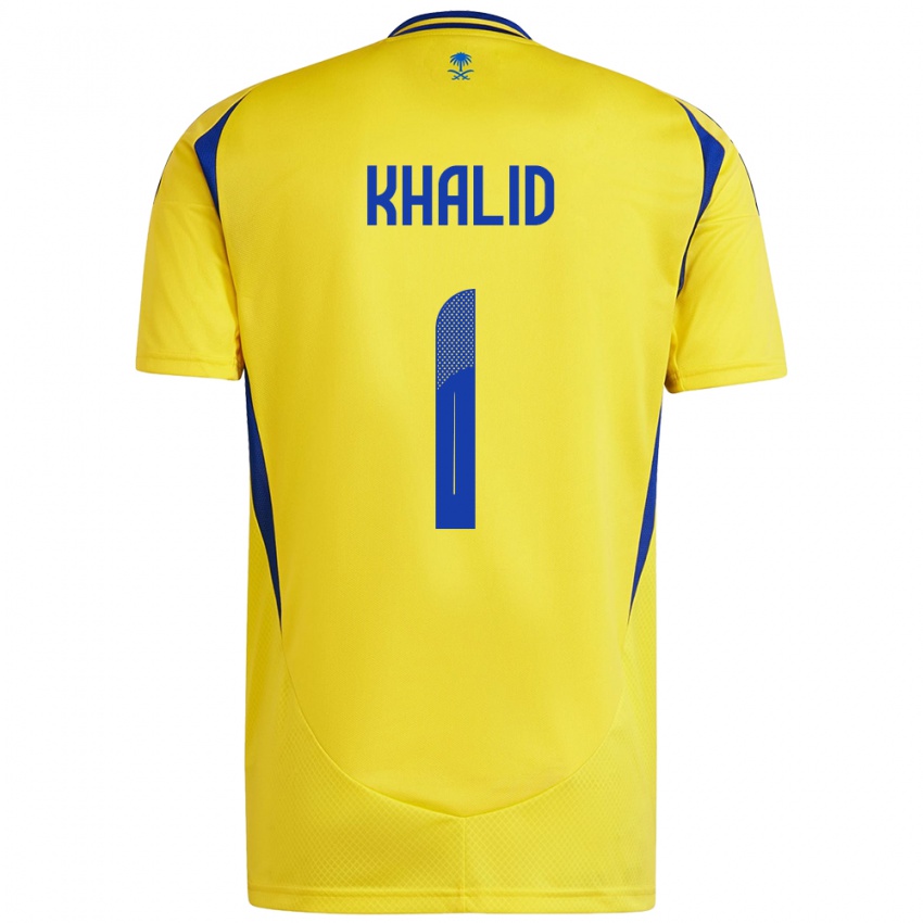 Gyermek Sara Khalid #1 Sárga Kék Hazai Jersey 2024/25 Mez Póló Ing