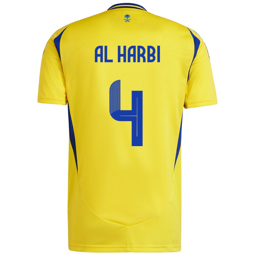 Gyermek Fay Al-Harbi #4 Sárga Kék Hazai Jersey 2024/25 Mez Póló Ing