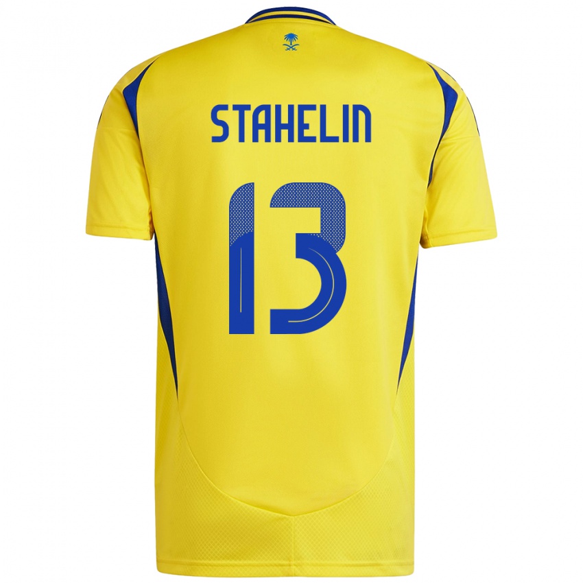 Gyermek Izabela Stahelin #13 Sárga Kék Hazai Jersey 2024/25 Mez Póló Ing