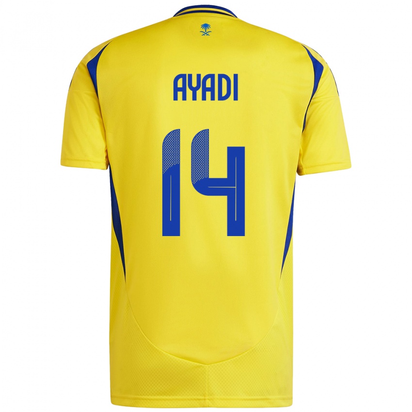 Gyermek Ghada Ayadi #14 Sárga Kék Hazai Jersey 2024/25 Mez Póló Ing