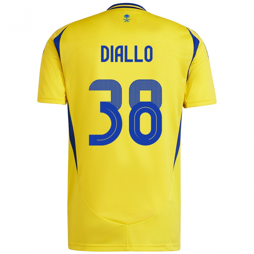 Gyermek Aminata Diallo #38 Sárga Kék Hazai Jersey 2024/25 Mez Póló Ing