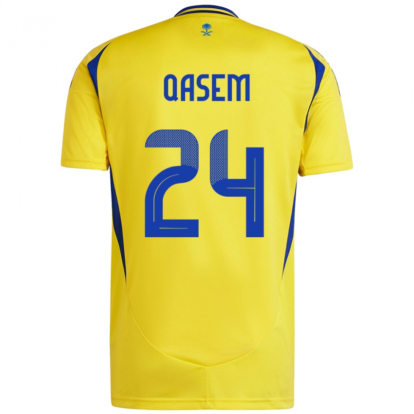 Gyermek Mohammed Qasem #24 Sárga Kék Hazai Jersey 2024/25 Mez Póló Ing