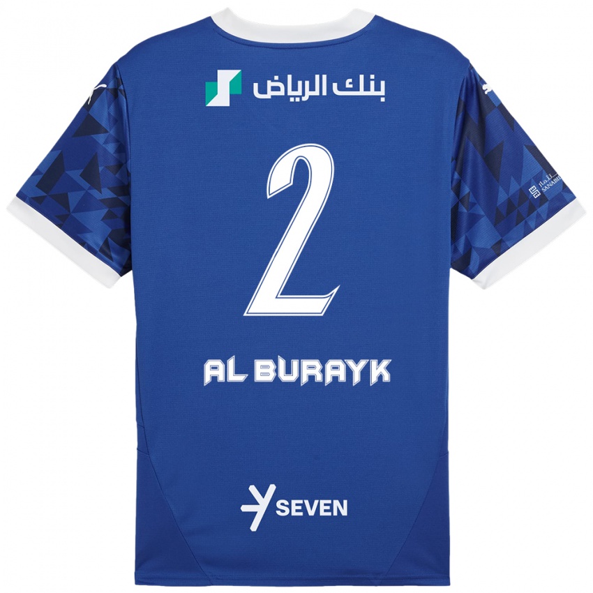 Gyermek Mohammed Al-Burayk #2 Sötétkék Fehér Hazai Jersey 2024/25 Mez Póló Ing